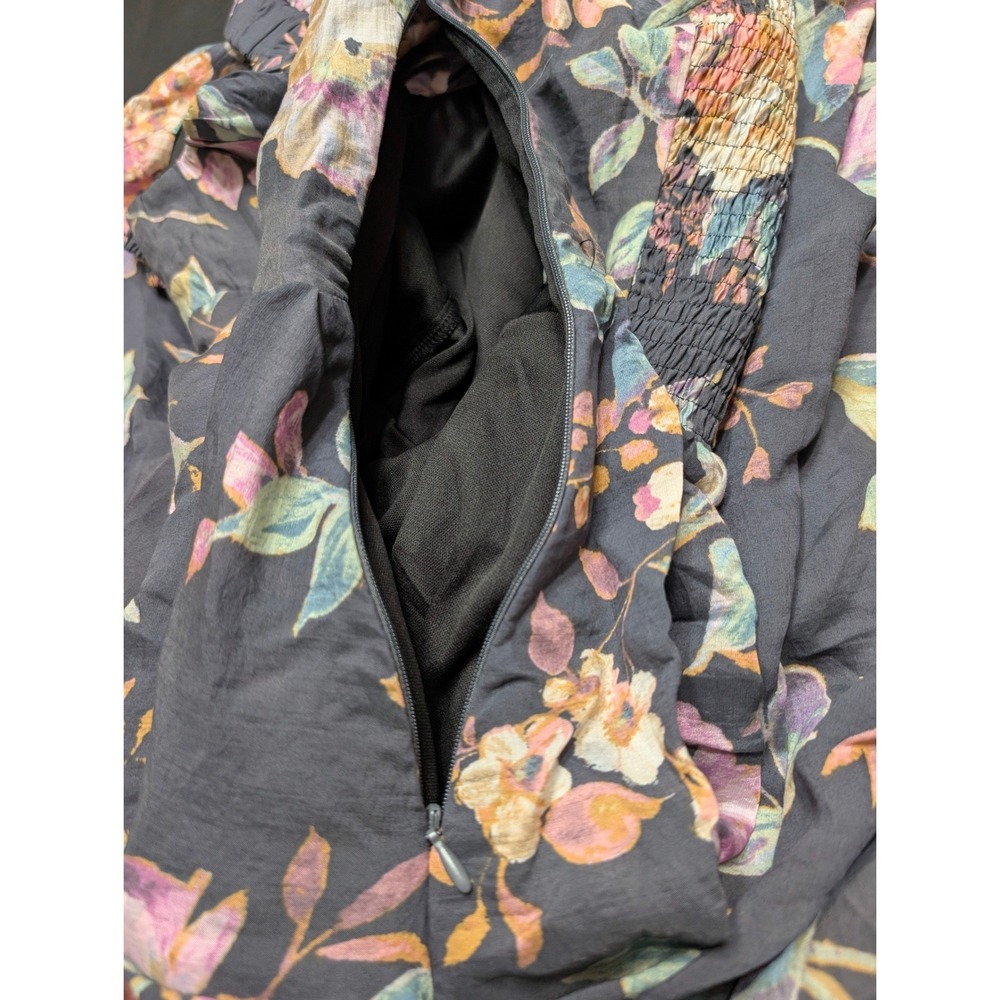 Lulus Adorable Tendencies Dark Grey Floral Puff Sleeve Midi Dress Size Large NWT - Picture 7 of 9